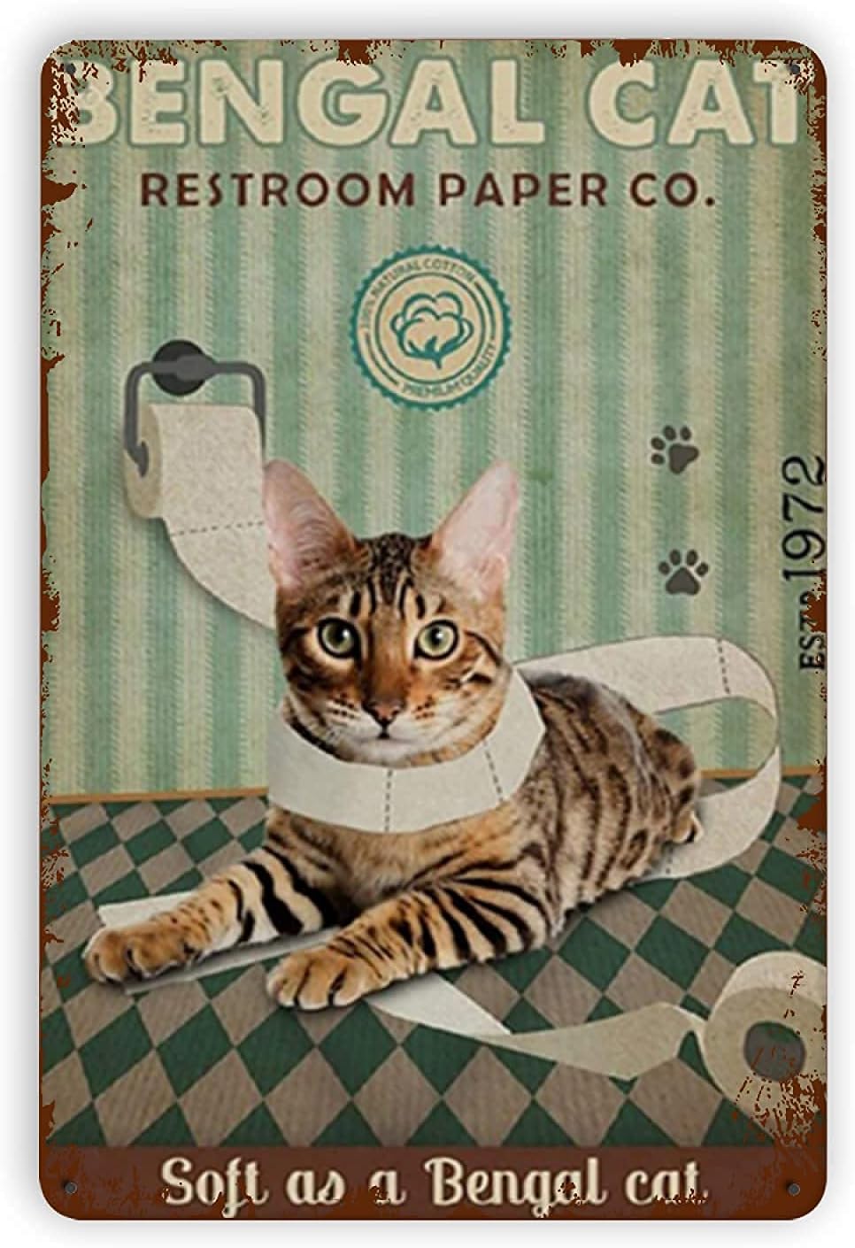 Home Bathroom Toilet - UOAIUDT Tin Sign Cat Toilet Paper