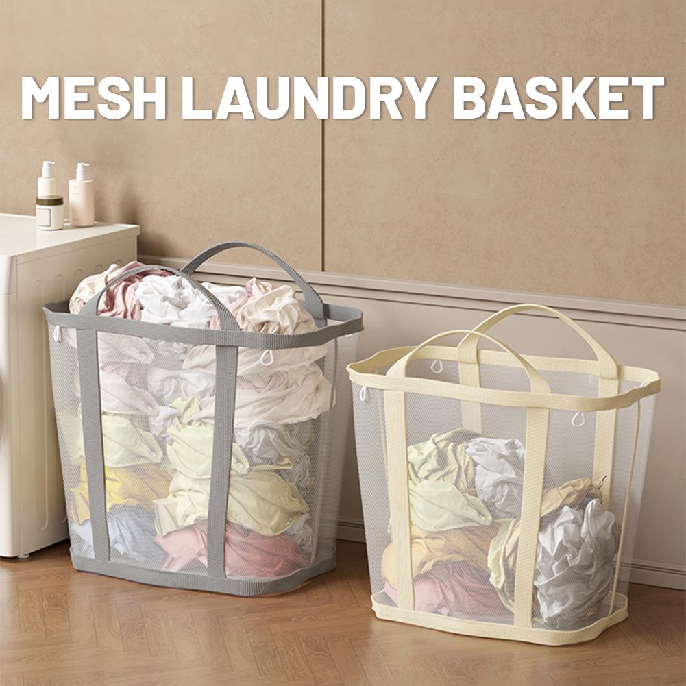 Home Bathroom Organizer - Large Capacity Mesh Dirty Clothes Basket