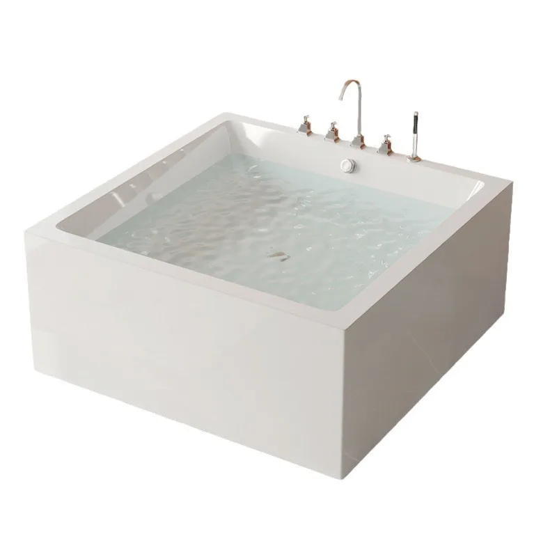 Jet Home Bathroom - #Square Freestanding Acrylic Bathtub, Bubble Massage,