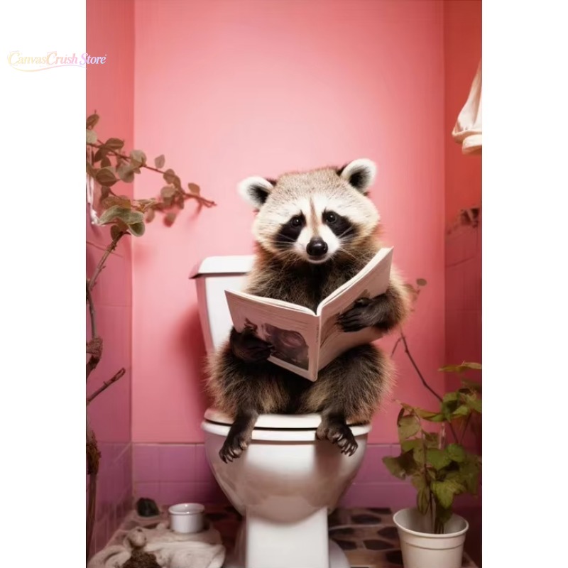 Home Bathroom Toilet - Chimpanzee Elephant Panda Animal Posters Print