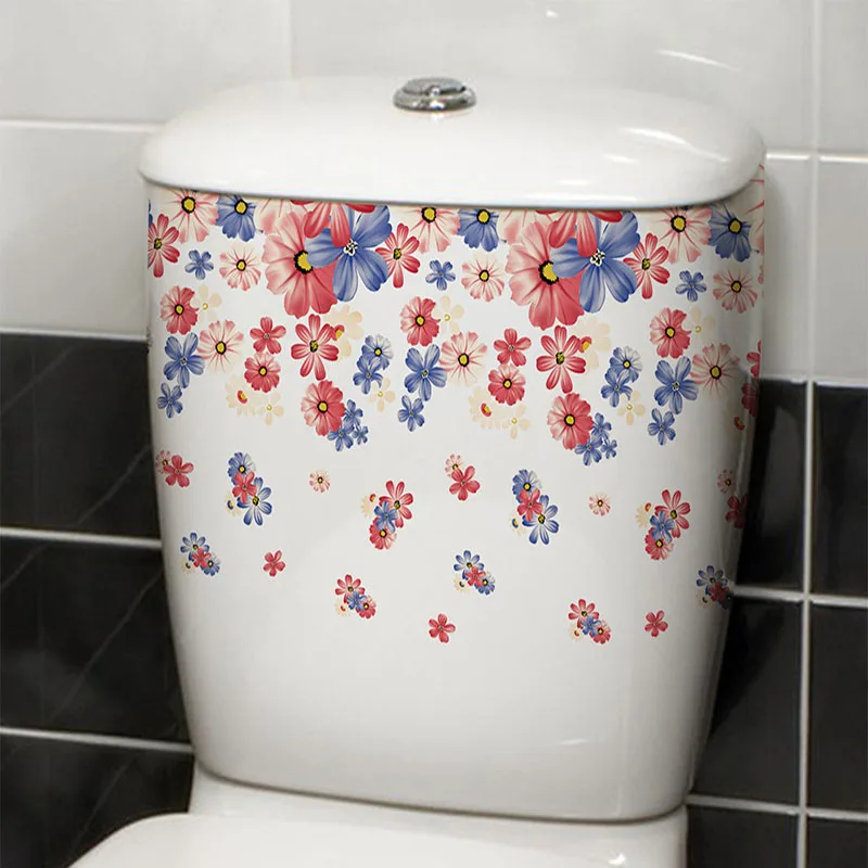 Home Bathroom Layout - Vibrant Spring Butterfly Flower Toilet Sticker