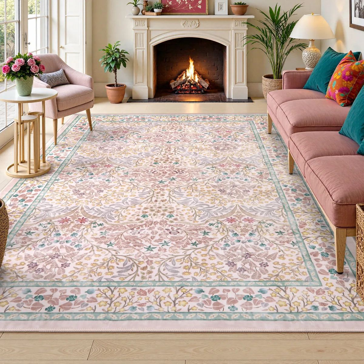 Home Bathroom Cleaning Machine - Bohemian Floral Abstract Style Room Decoration