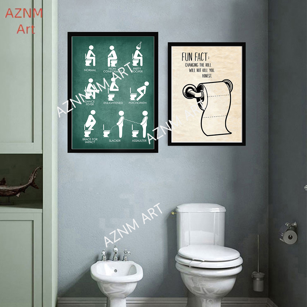 Wall Art Canvas Painting Funny - đánh giá và giá Home Bathroom Toilet