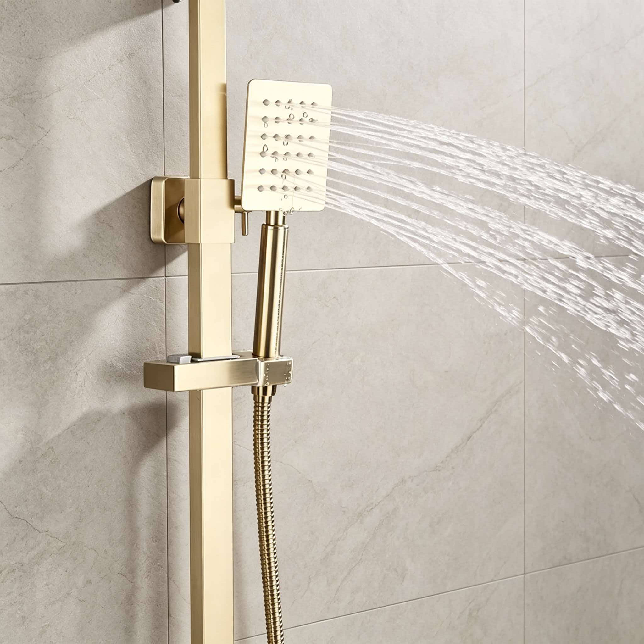 Gold shower set stainless stee - đánh giá và giá Home Bathroom Faucets