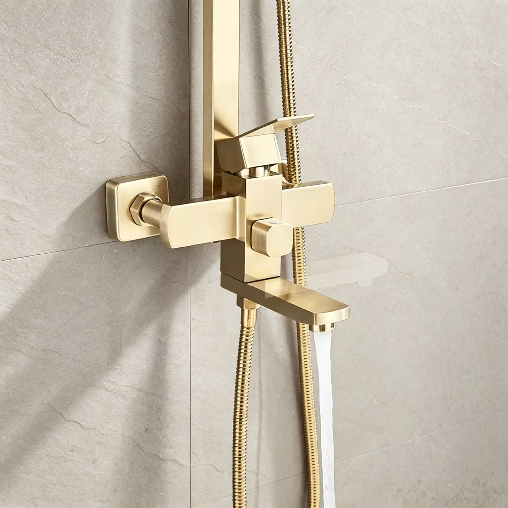 Gold shower set stainless stee - đánh giá và giá Home Bathroom Faucets
