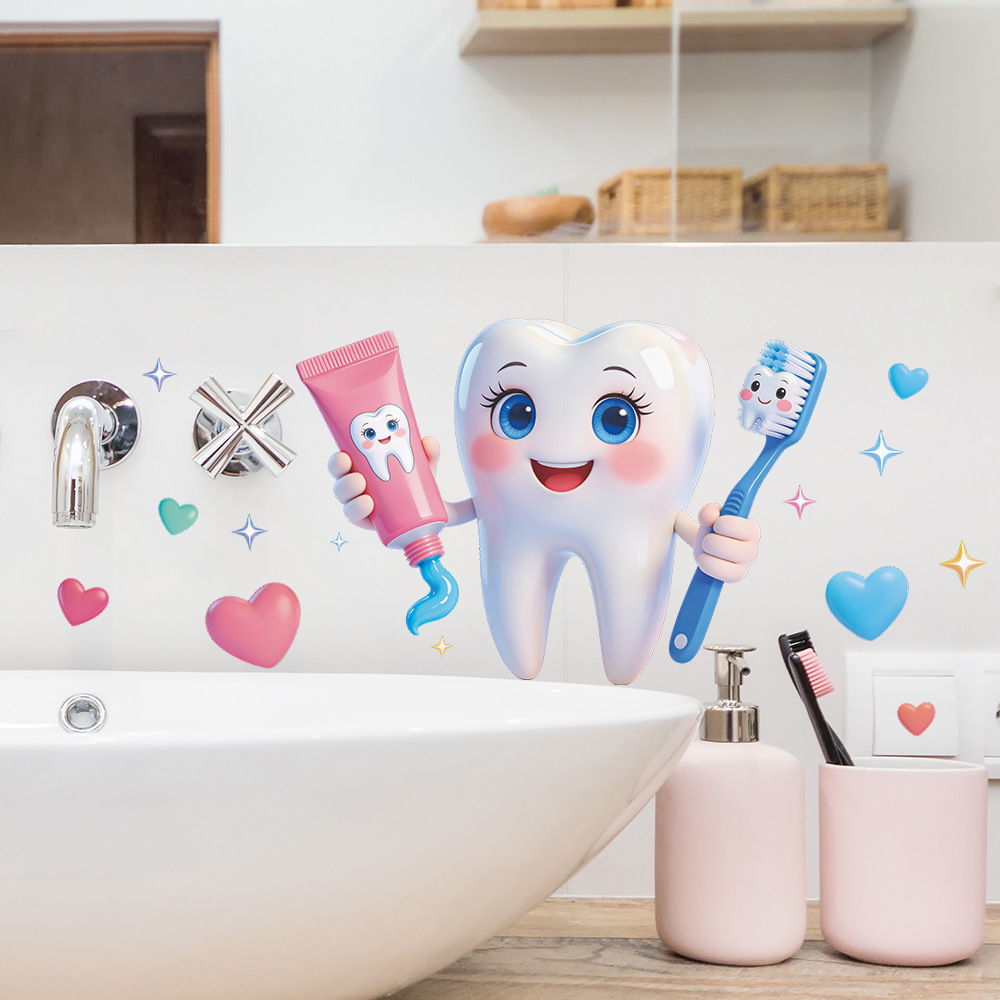 Cartoon Tooth Design Wall Stic - đánh giá và giá Jet Home Bathroom