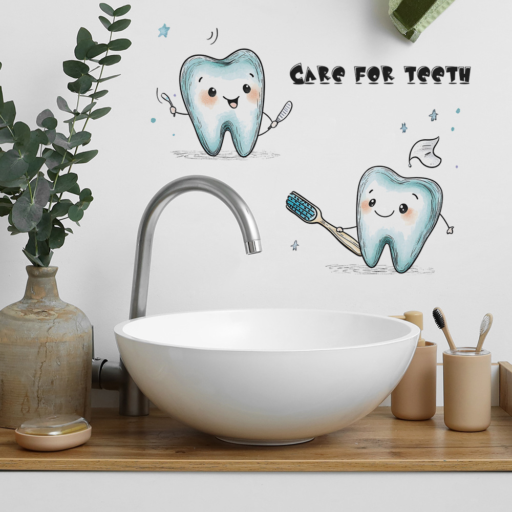 Cartoon Tooth Design Wall Stic - đánh giá và giá Jet Home Bathroom