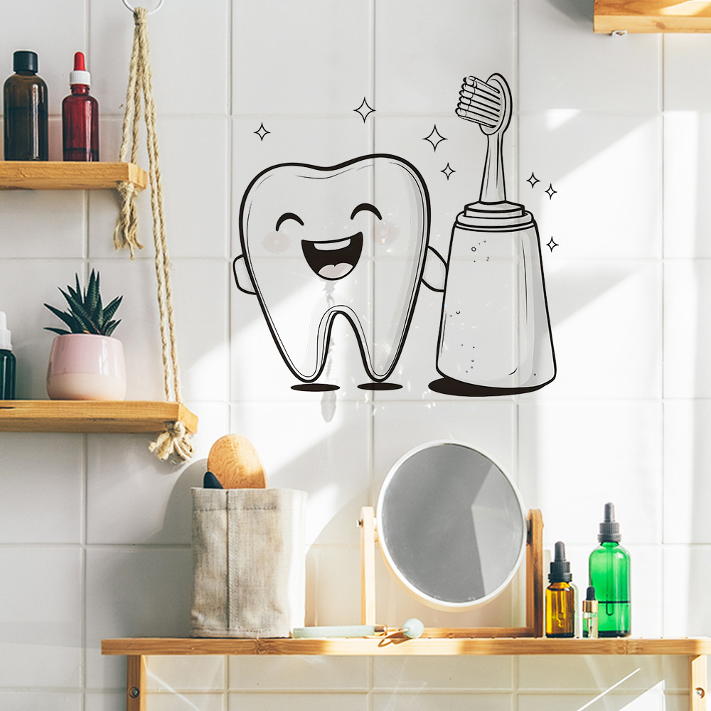 Cartoon Tooth Design Wall Stic - đánh giá và giá Jet Home Bathroom