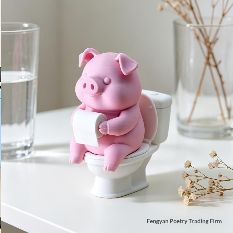 ●Cute Pig On Toilet Statue Bat - đánh giá và giá Home Of The Year Bathroom