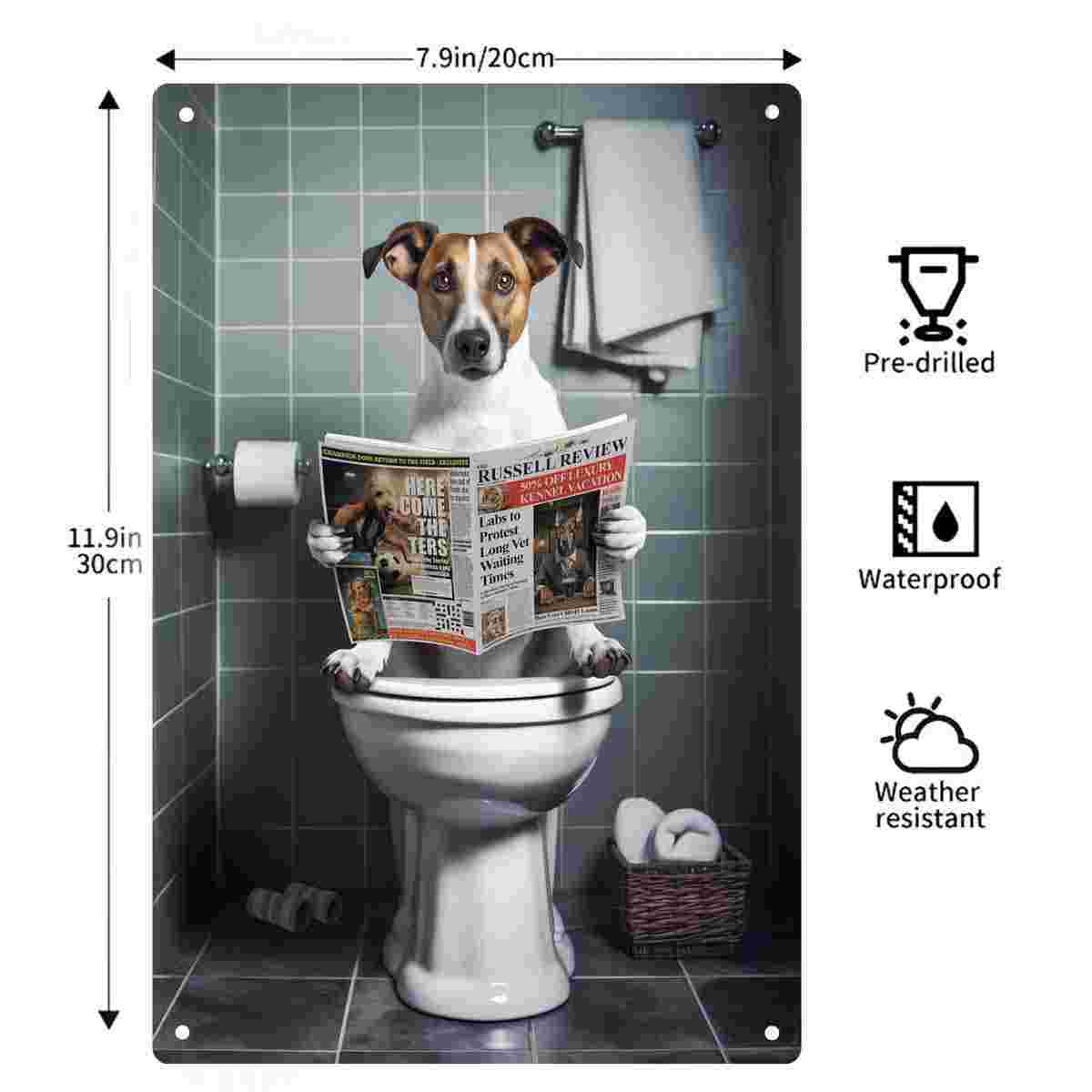 2D FLAT 1pc Funny Dog Reading  - đánh giá và giá Home Bathroom Toilet