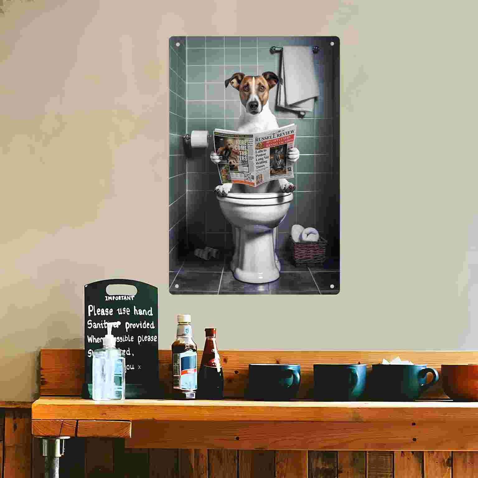 2D FLAT 1pc Funny Dog Reading  - đánh giá và giá Home Bathroom Toilet