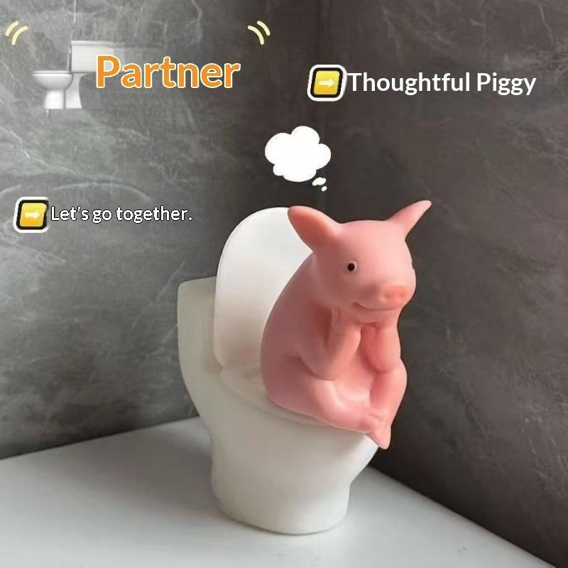 Cute Pig Sitting On Toilet — P - đánh giá và giá Jet Home Bathroom