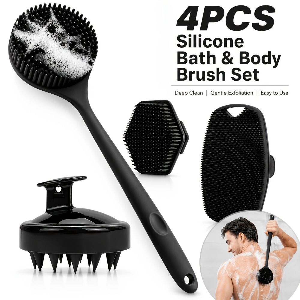 4PCS Set Silicone Body Scrubbe - đánh giá và giá Home Bathroom Cleaning Machine