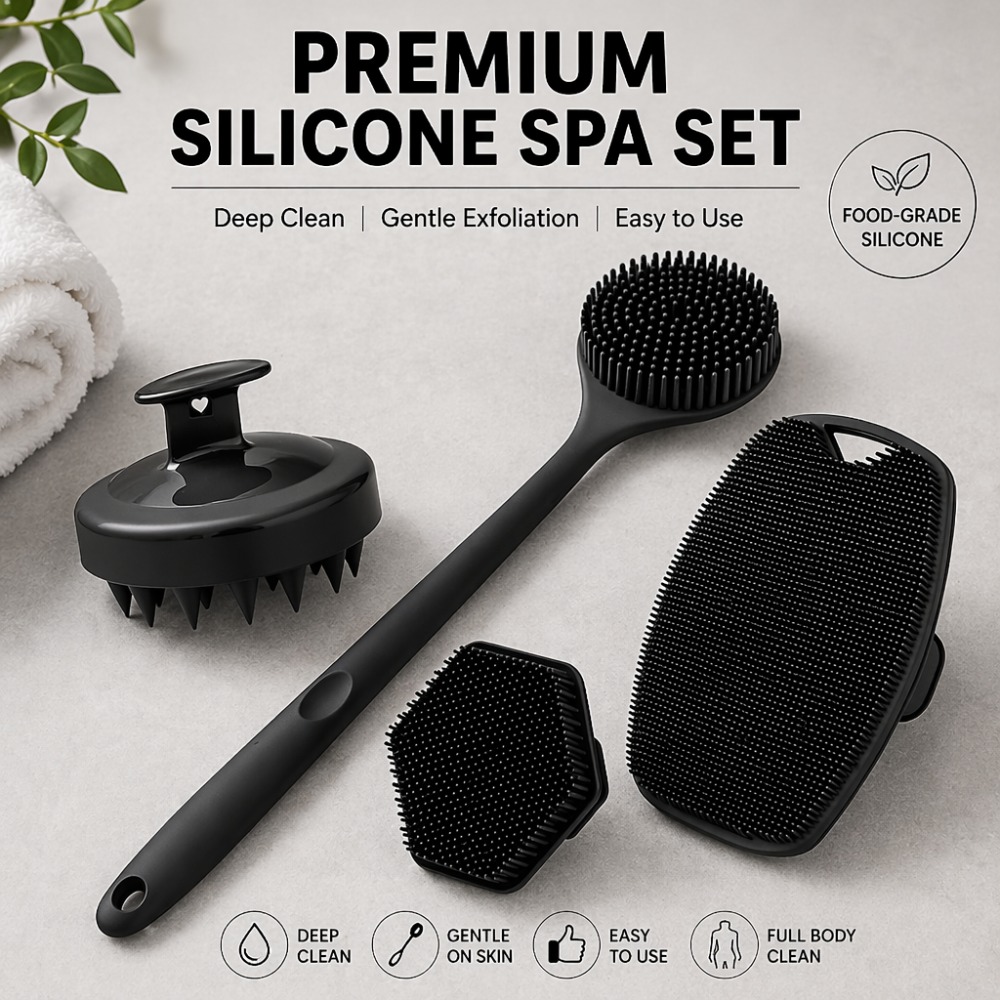 4PCS Set Silicone Body Scrubbe - đánh giá và giá Home Bathroom Cleaning Machine