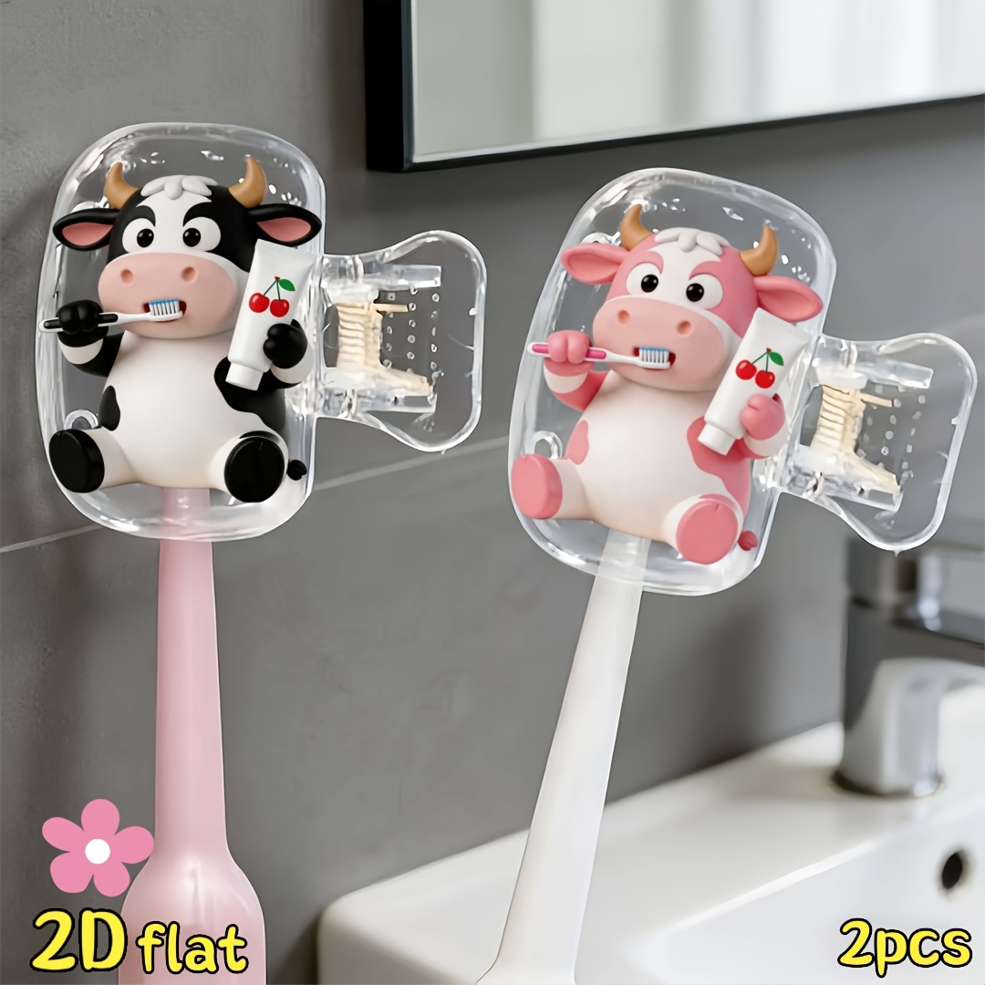 2pcs Cow Toothbrush Holder Tra - đánh giá và giá Home Bathroom Organizer