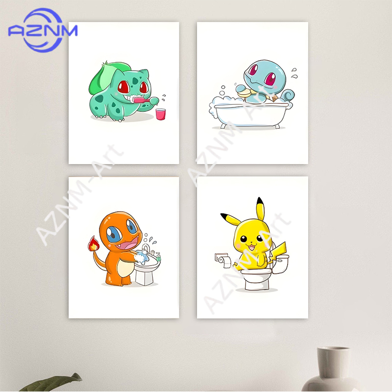 Pokemon Cartoon Funny Canvas P - đánh giá và giá Home Bathroom Pictures